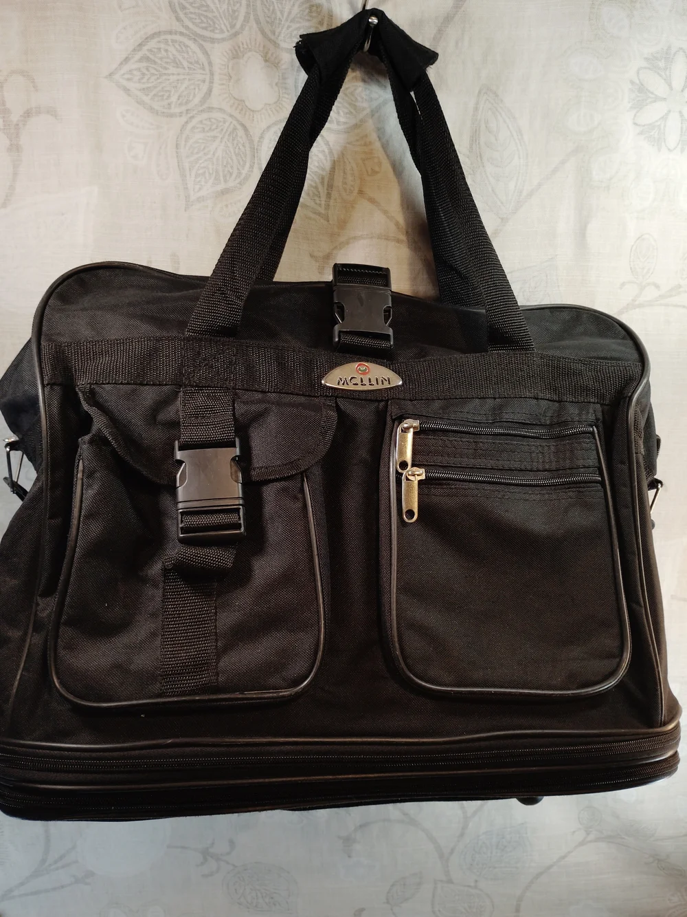 Mcllin Black Travel Rolling Expandable Tote/Carry On Bag